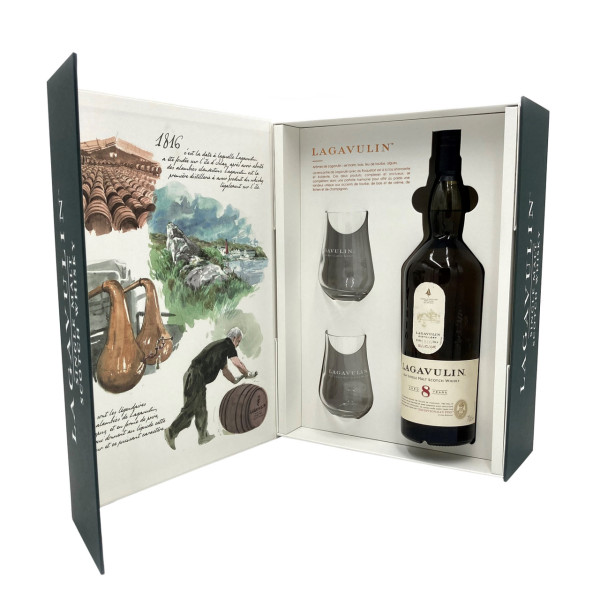 Lagavulin, 8 Y - Giftpack 2 Glasses